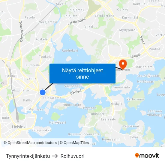 Tynnyrintekijänkatu to Roihuvuori map