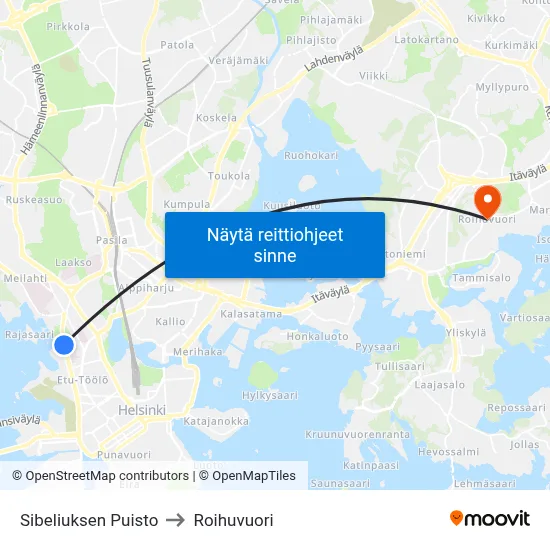 Sibeliuksen Puisto to Roihuvuori map