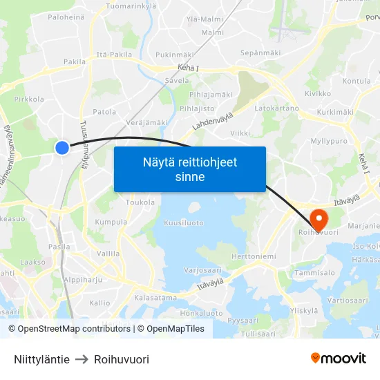 Niittyläntie to Roihuvuori map