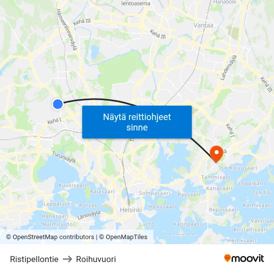 Ristipellontie to Roihuvuori map