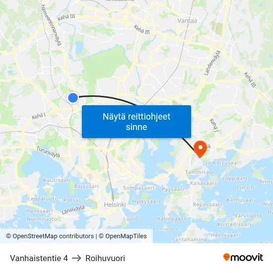 Vanhaistentie 4 to Roihuvuori map
