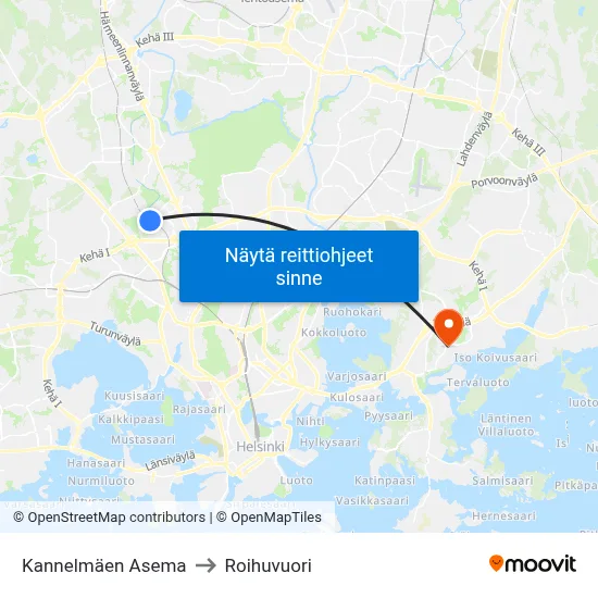 Kannelmäen Asema to Roihuvuori map