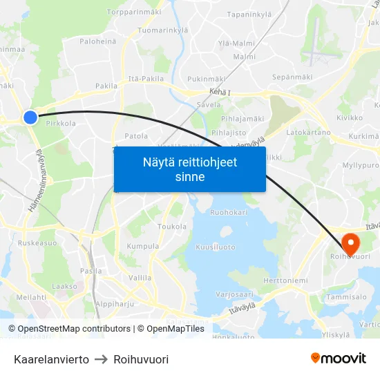 Kaarelanvierto to Roihuvuori map