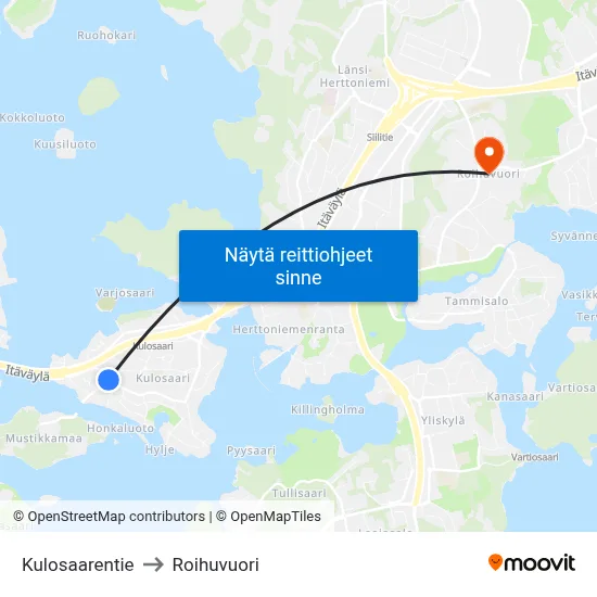 Kulosaarentie to Roihuvuori map