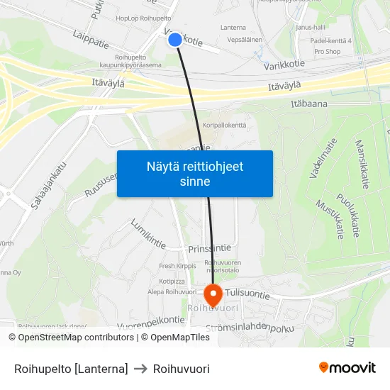 Roihupelto [Lanterna] to Roihuvuori map