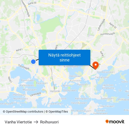 Vanha Viertotie to Roihuvuori map