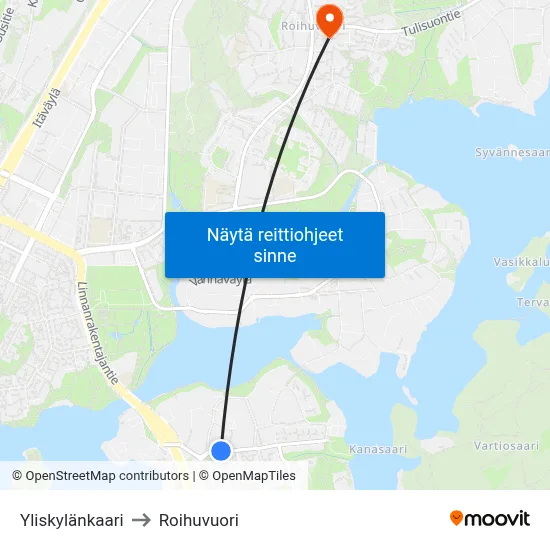 Yliskylänkaari to Roihuvuori map