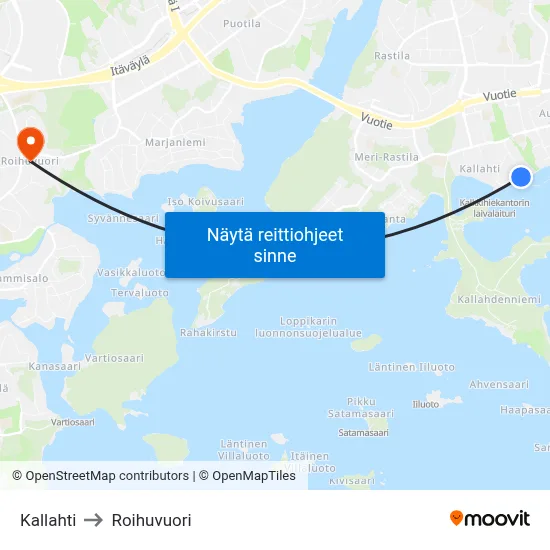 Kallahti to Roihuvuori map