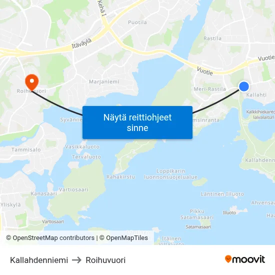 Kallahdenniemi to Roihuvuori map