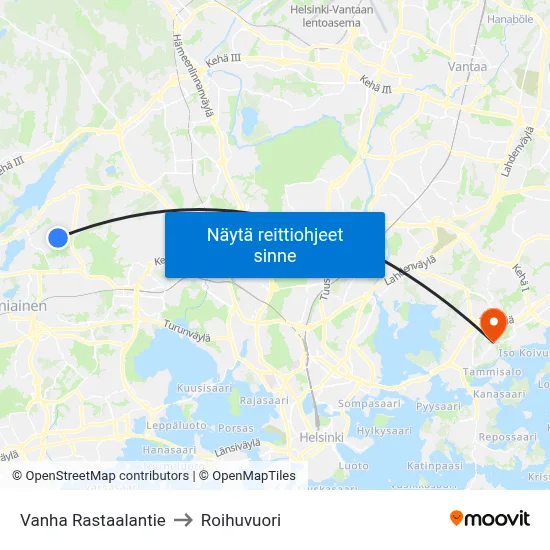 Vanha Rastaalantie to Roihuvuori map