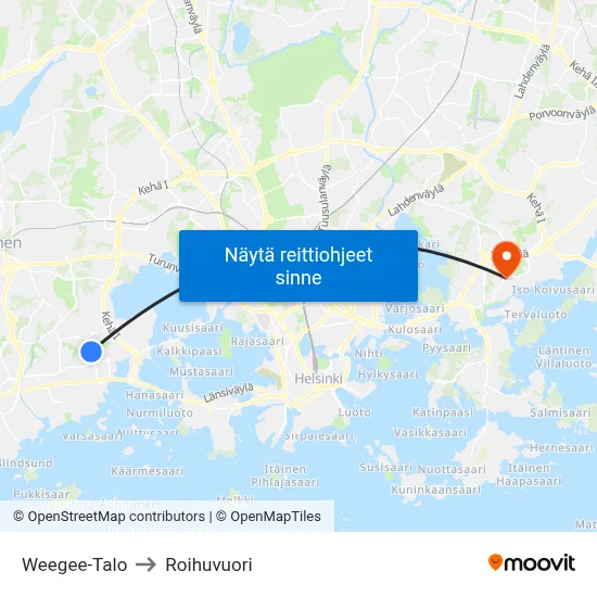 Weegee-Talo to Roihuvuori map
