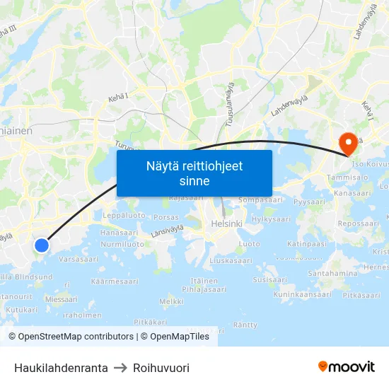 Haukilahdenranta to Roihuvuori map