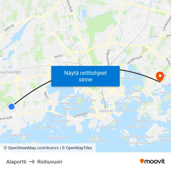 Alaportti to Roihuvuori map