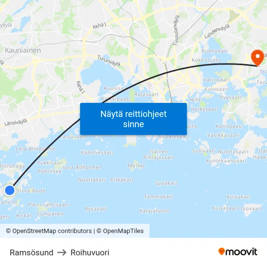 Ramsösund to Roihuvuori map