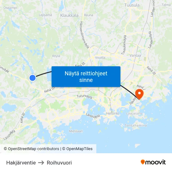 Hakjärventie to Roihuvuori map