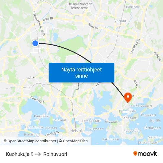 Kuohukuja 🛒 to Roihuvuori map