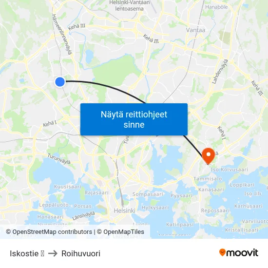 Iskostie 🛍️ to Roihuvuori map