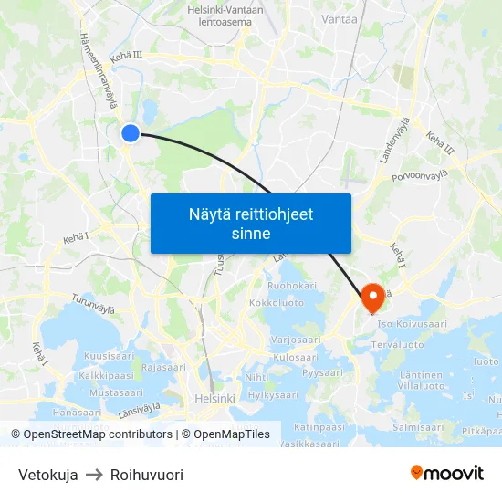 Vetokuja to Roihuvuori map