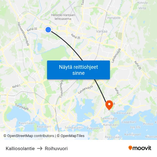 Kalliosolantie to Roihuvuori map