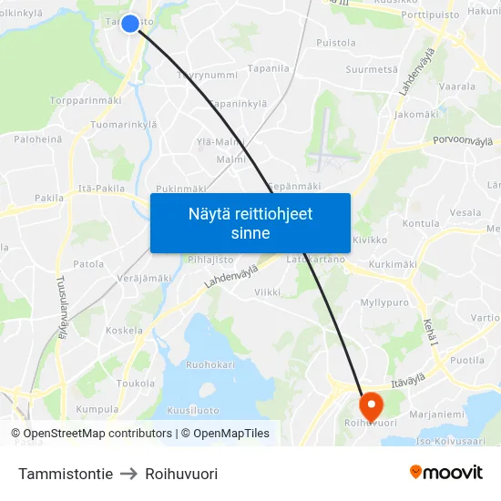 Tammistontie to Roihuvuori map
