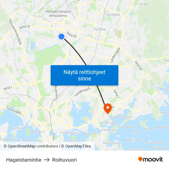 Hagelstamintie to Roihuvuori map