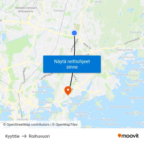Kyytitie to Roihuvuori map