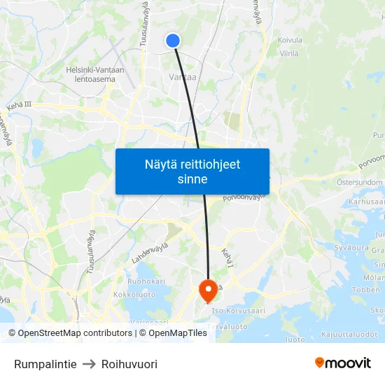 Rumpalintie to Roihuvuori map