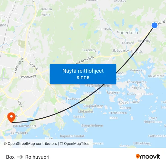 Box to Roihuvuori map