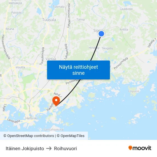 Itäinen Jokipuisto to Roihuvuori map
