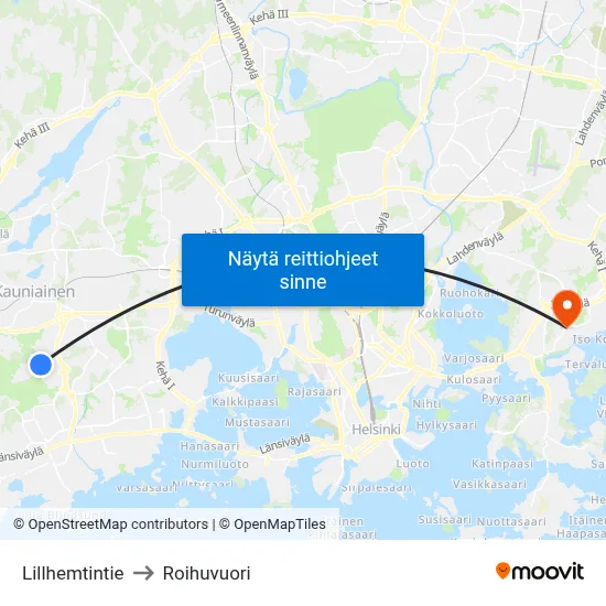 Lillhemtintie to Roihuvuori map