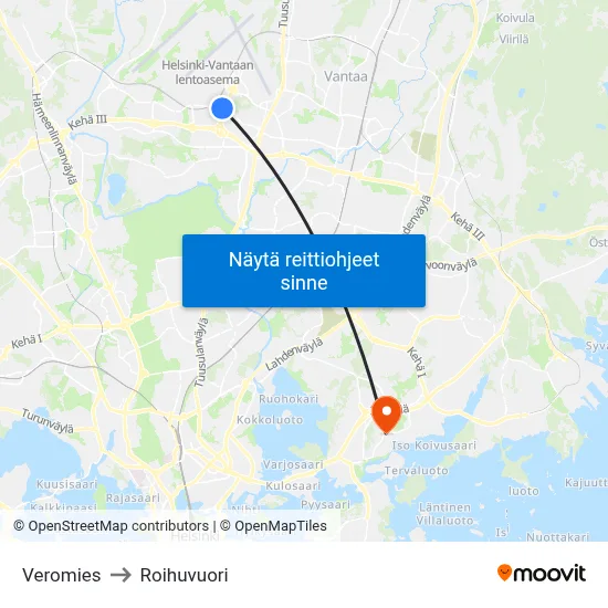 Veromies to Roihuvuori map
