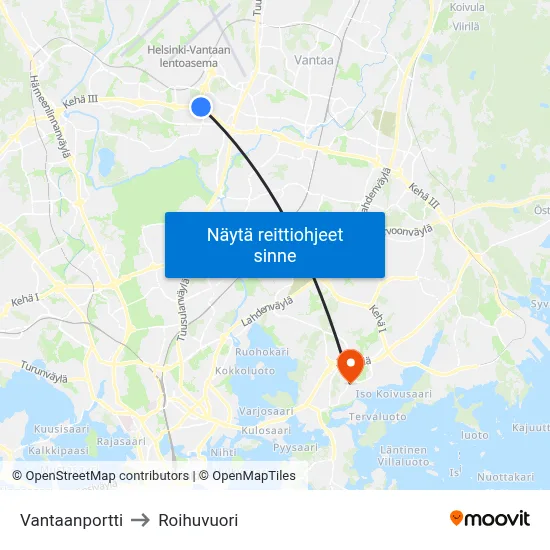 Vantaanportti to Roihuvuori map