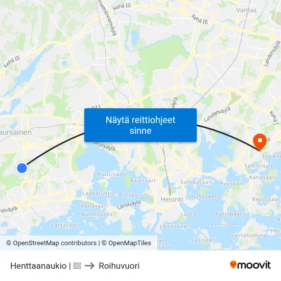 Henttaanaukio | 🏫🌳 to Roihuvuori map