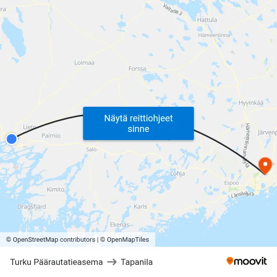 Turku Päärautatieasema to Tapanila map