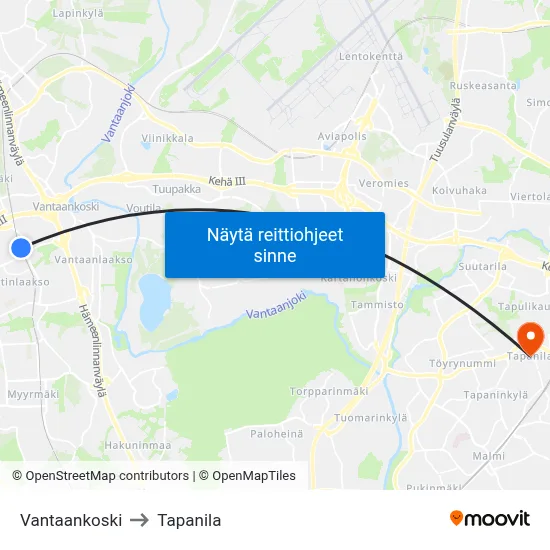 Vantaankoski to Tapanila map