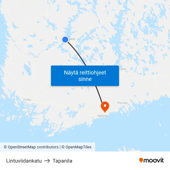 Lintuviidankatu to Tapanila map