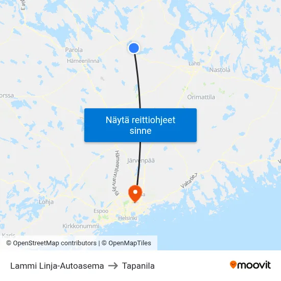 Lammi Linja-Autoasema to Tapanila map