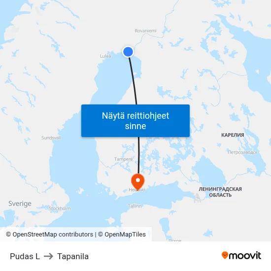 Pudas L to Tapanila map