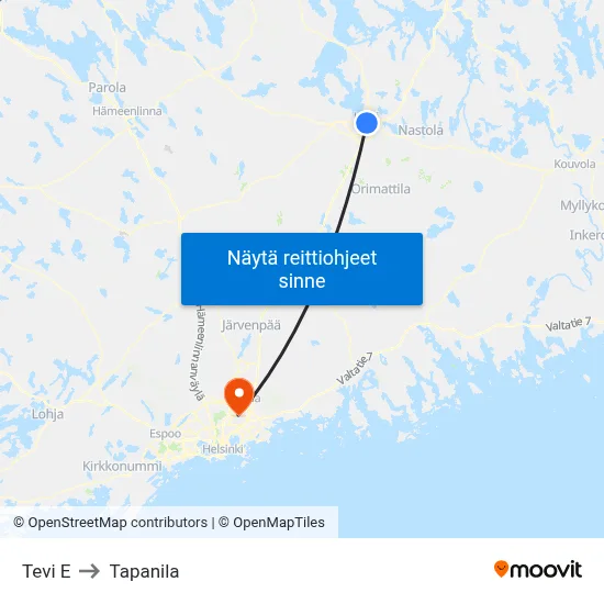 Tevi E to Tapanila map
