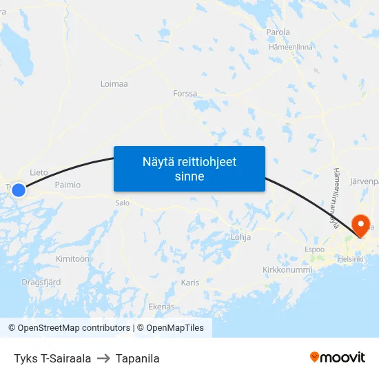 Tyks T-Sairaala | 🏥 to Tapanila map