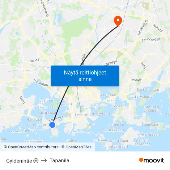 Gyldénintie Ⓜ️ to Tapanila map