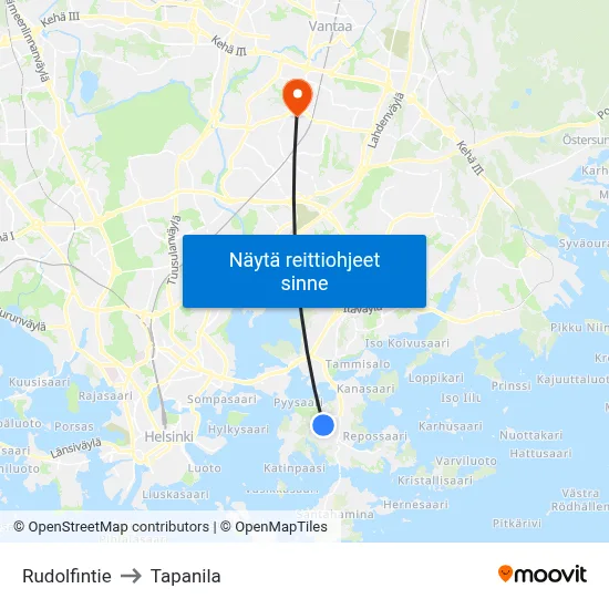 Rudolfintie to Tapanila map