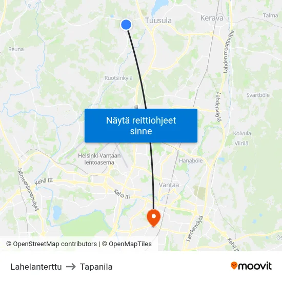 Lahelanterttu to Tapanila map