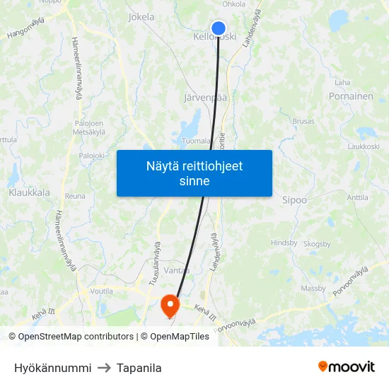 Hyökännummi to Tapanila map