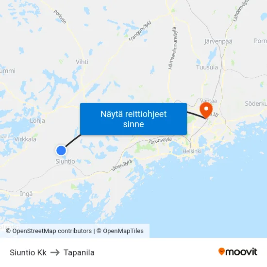 Siuntio Kk to Tapanila map