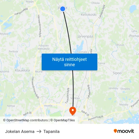 Jokelan Asema to Tapanila map