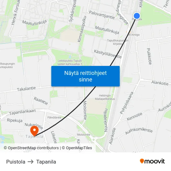 Puistola to Tapanila map