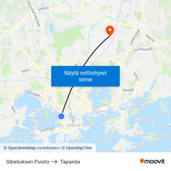 Sibeliuksen Puisto to Tapanila map