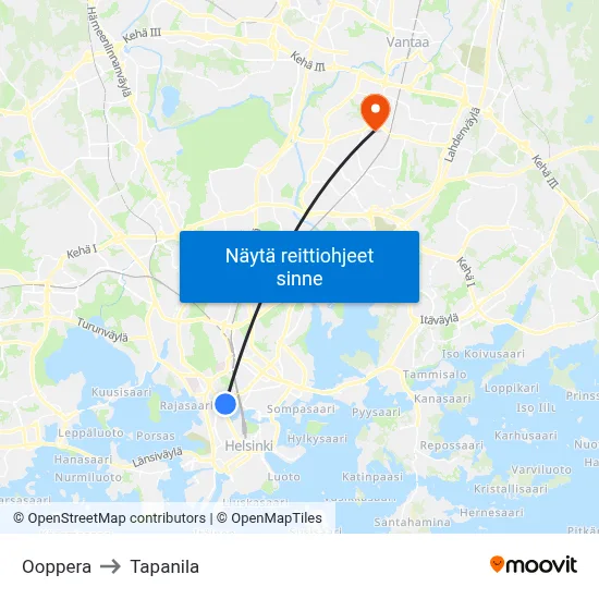 Ooppera to Tapanila map