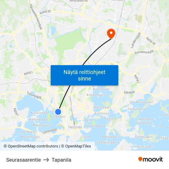 Seurasaarentie to Tapanila map